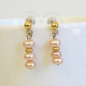 Vintage Blush Pink Pearl & Gold Vermeil Earrings